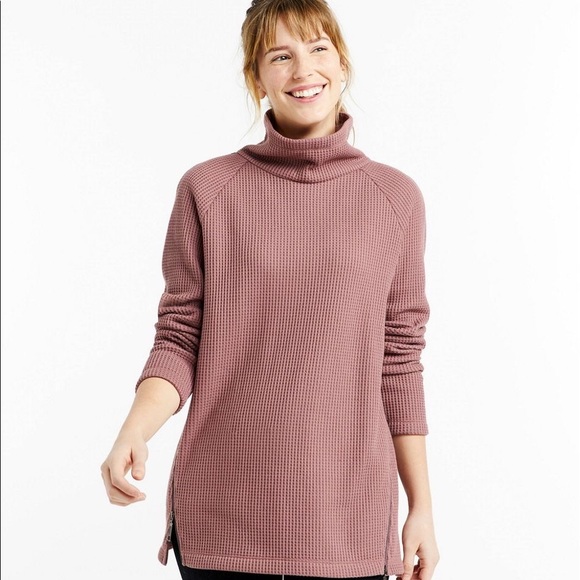 LL Bean Signature Mock Neck Waffle Tunic - Picture 3 of 3